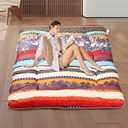 Japanese Floor Mattress,Roll Up Memory Foam Tatami Mat Easy to Store and Portable,Futon Mattress Suitable for Camping and Guest Room (Bohemia, Full (80" X 47"))