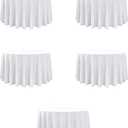 5-Pack White Round Tablecloths, 108 Inches, Stain-Resistant Polyester for 4-5 Ft Round Tables - Washable Table Covers for Weddings, Banquets, Birthday Parties, Events