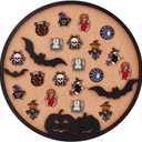 BENECREAT Round Cork Boards, Bats and Pumpkins Pin Display Board, 11.8x0.7inch Bulletin Board Brooch Jewelry Display Cork Tray for Brooch Pin Storage, Halloween Decor
