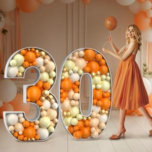 Mosaic Numbers for Balloons 4FT: Large 30th Birthday Decorations Balloon Mosaic Number Frame Marquee Number 30 Anniversary Party Decor Cardboard Numbers