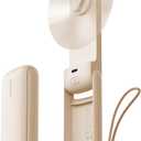 Aecooly Slim Portable Fan, Thin Handheld Fan, USB Rechargeable Mini Personal [24H Max Cooling Time], Battery Powered Small Foldable Pocket for Travel, Summer, Gifts for Women, Girls -Beige (1 Pack)