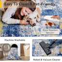 Washable Area Rugs 5'x7' Non-Slip Modern Abstract Soft for Living Room Entryway Bedroom Nursery, Print Pattern, Grey Blue Gold/Golden