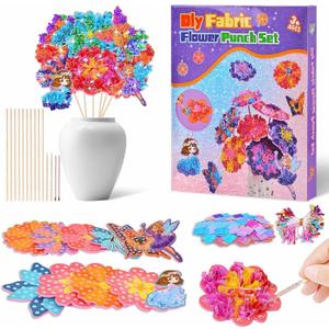 Poke Art for Kids Ages 4-8 - DIY Crafts Kit Flower Bouquet 6 7 8 9 10 11 12 Year Old Girl Birthday Gifts Present - Toys for Ages 5-7 - Christmas Stocking Stuffers Mess-Free Children Creative Activity (multicolored)
