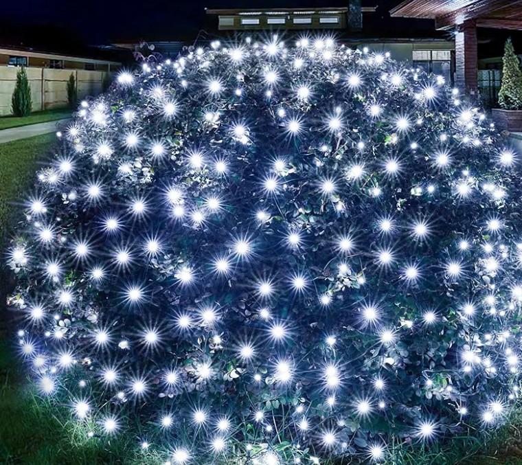 Led Christmas Net Lights White Outdoor Christmas Lights 160LED 5ftx7ft, Waterproof Outdoor Indoor Fairy Mesh Net Light for Xmas Party, Yard, Patio, Trees, Shrubs, Bushes Decorations