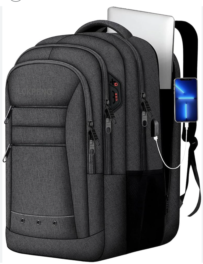 Large Travel Backpack, Upgraded Extra Large Backpack for Men, 17 Inch Laptop Backpack Big Slim Travel Computer Work College School Backpack Bag Anti-Theft Daypack Gifts for Him Men Women, Black