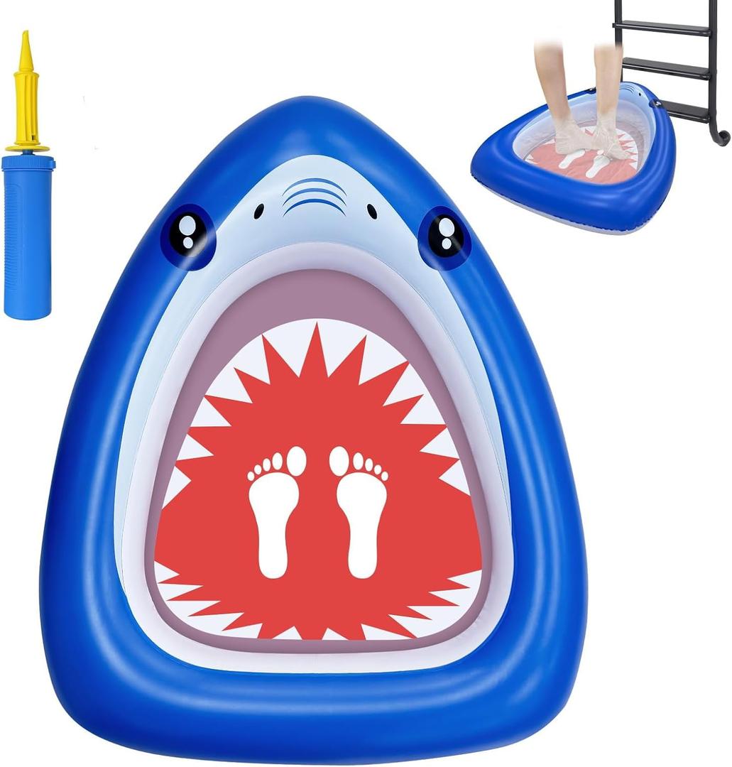 Nattork Inflatable Foot Bath Basin for Pool Entry, Foldable Foot Wash Tub for Above Ground Swimming Pools, Hot Tubs, and Outdoor Spas, Lightweight Foot Cleaning Basin for Pool Ladder Hygiene Shark