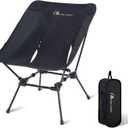 MOON LENCE Portable Camping Chair, Backpacking Chair, Ultralight & Compact, 400 lbs Capacity, for Outdoor Camp, Travel, Beach, Picnic, Hiking (Black)