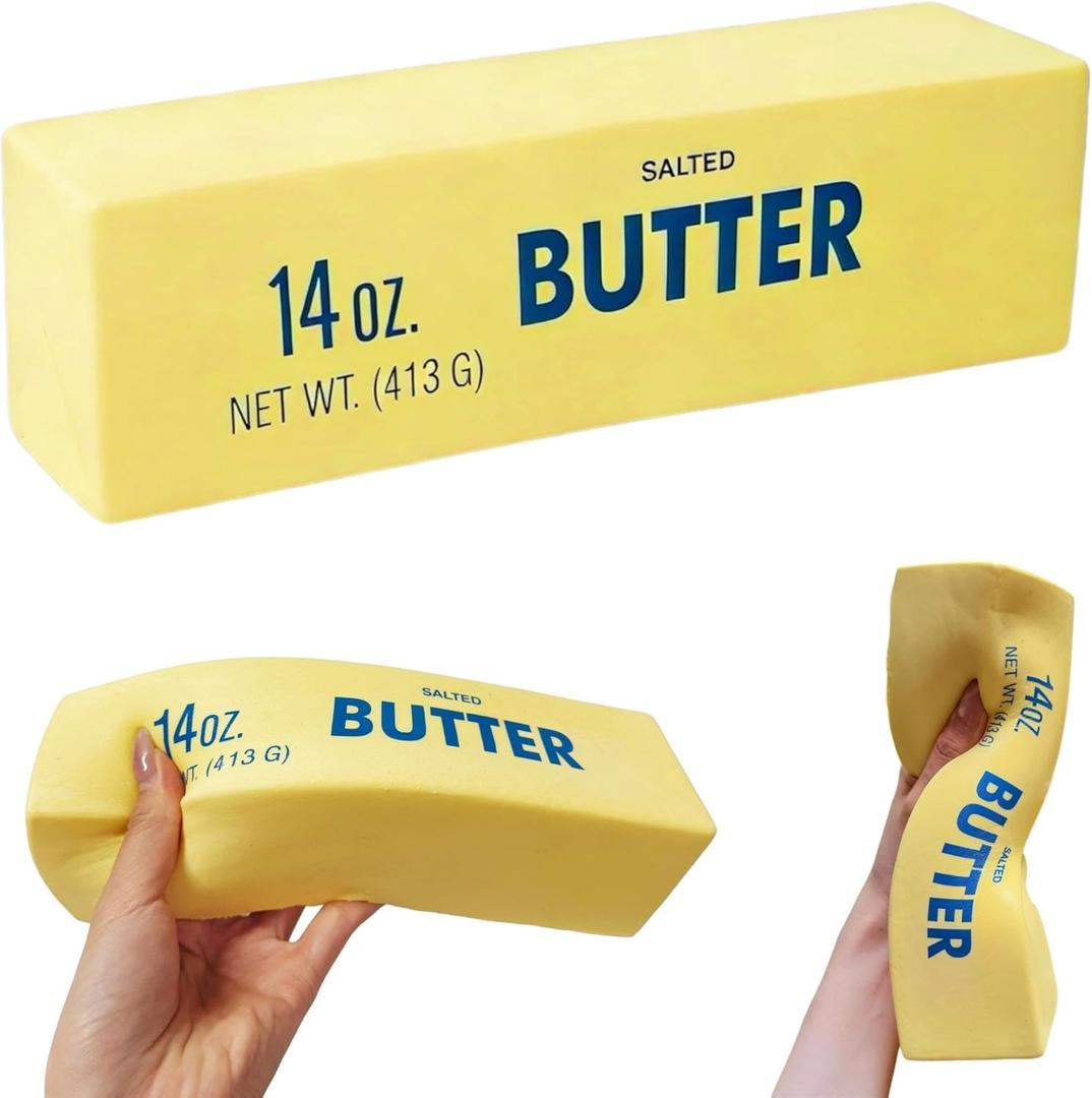 9.5 Inch Giant Butter Squishy Slow Rising, 14oz Big Butter Squishy Large Butter-Shaped Stick Stress Relief Squeeze Toy, Soft Sticky Food Squishies for Relaxation & Focus, Desk Gift