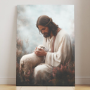 Jesus as the Good Shepherd, Jesus and His Sheep, Christian Digital Poster, Faith-Based Wall Art, Bible Verse Decor, Spiritual Home Artwork