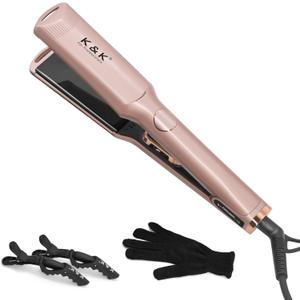Mini 1/2 inch Flat Iron LED Display Tourmaline Titanium Ceramic Plate 4D 360Swivel Small Hair Straightener for Woman Short Hair Adjustable Temperature Dual Voltage Auto Shut Off (Rose Gold, 1.5 Inch)