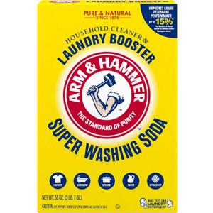 ARM & HAMMER Super Washing Soda Household Cleaner and Laundry Booster, 55 oz Box (55 Ounce (Pack of 2), Multi)