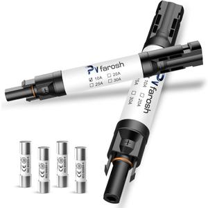 10A Solar Fuse Connector IP68 Waterproof 1000V in line Fuse Holder 10A Male and Female Connector Waterproof in Line Fuse Holder Contains 4 fuses 2 Solar 10A 2PCS