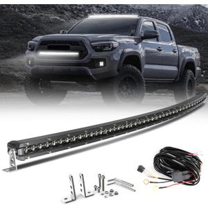 CO LIGHT 50 inch Curved Single Row LED Light Bar | 6D Projector Lens | Spot & Flood Combo Beam | Slim Driving Light | IP68 Waterproof with Wiring Harness | Ideal for Off-Road, Trucks, ATV, UTV, Marine