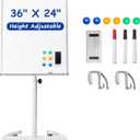Mobile Whiteboard, 36x24 Inches White Board on Wheels, Height Adjustable Dry Erase Board with Stand, Easel Style Magnetic Standing Whiteboard for School Classroom Office Home Teacher Homeschooling