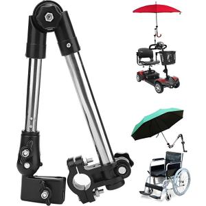 Umbrella Mount Stand, Bicycle Umbrella Mount Holder, Wheelchair Stroller Bicycle Umbrella Attachment Handle Bar Holder Clamp Supporter Connector for Handlebars with Diameter of 20-25mm