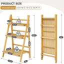 Foldable Ladder Shelf 39.4", Plant Shelf 3 Tier, Bamboo Ladder Flower Pot Display Shelf, Freestanding Ladder Bookshelf for Living Room, Balcony, Yard, Garden, 23.6"W x 15"D x 39.4"H, Natural