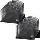 Delifox 2 Pack Inclined Desk File Organizer, 5 Slot Desktop File Folder Holder Document Holder Sorter Organization and Accessories for Office School Classroom (Black)