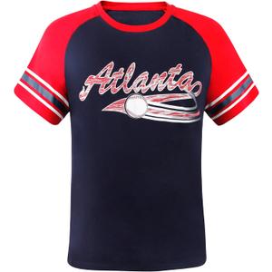 Mens City Baseball Fans Athletic Crew Neck Tee Raglan Tee T-Shirts - Navy & Red (XL)
