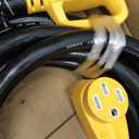 Camco Power Grip 30-Ft 50-Amp Camper/RV Extension Cord - Features Copper 6/3 + 8/1-Gauge Wires for Superior Conductivity - Rated for 125/250 V/12,500 W - Coated w/Heat-Resilient PVC (55195)