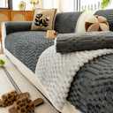 Plush Warm Sofa Covers Washable, Funny Fuzzy Couch Cover for Dogs Washable, Non-Slip Couch Covers for Loveseat, Soft Sofa Slipcover for Pet & Kid(1PC, Dark Grey, 36"63", Loveaeat)
