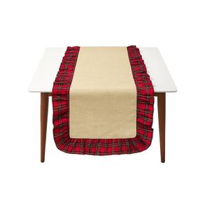 Fennco Styles Holiday Tartan Plaid Ruffle Design Christmas Decorative Table Runner (Ruffle Trim,  Table Runner)
