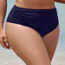 Leoparts Plus Size Women's Bikini Bottom High Waisted Drawstring Swimsuit Bottoms Ruched Full Coverage Bathing Suit Briefs (L)