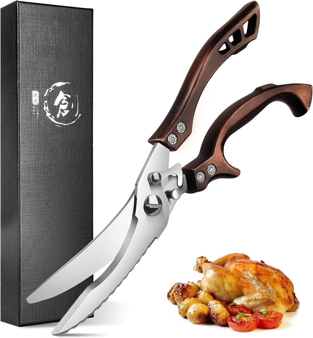 Heavy Duty Poultry Shears with Serrated Edge - Kitchen Scissors for Chicken, Bone, Meat, Turkey, Fish, Vegetables Stainless Cooking Shears for Thanksgiving Christmas Day