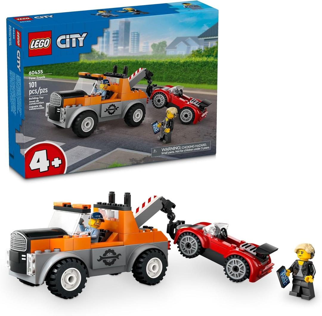 LEGO City Tow Truck and Sports Car Repair Building Toy - Pretend Play Toys for Preschool Kids, Boys & Girls, Ages 4+ - Gift for Birthdays - 60435