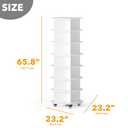 SpaceAid Spinning Shoe Rack with Wheels, 7 Tier Rotating Organizer Shoe Tower Lazy Susan with Thick Bottom, 360 Display Revolving Storage Shelf, Round Circular Rotate Organization, White