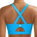 RUNNING GIRL Sports Bra for Women High Support,Molded Cup Strappy Running Sports Bras with Sewn in Pads (Blue, XXL)
