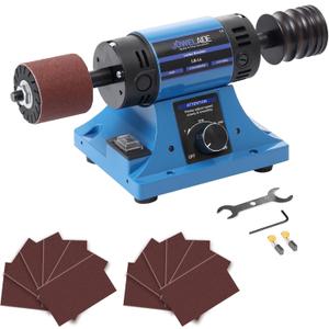 Leather Burnishing Machine | Variable Speed Leathercraft Bench Grinder, Polishing Tool, Sanding Machine, Rosewood Wheel for Leather Edge | Low Noise Motor, Standard 2x2 Inch Drum Sleeves
