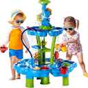 Water Table with Pump for Toddler Kids Ages 3-5 4-8, 2-Tier 3 in 1 Flower Shape Water Table, Kids Summer Outdoor Beach Pool Toys Water Play Sensory Table, Perfect Birthday Party Gifts for Boys Girls