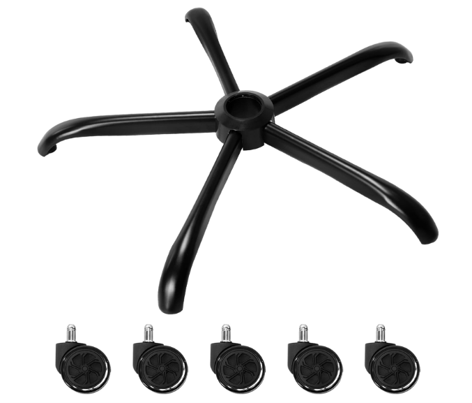 Frassie Office Gaming Chair Metal Base Replacement with 5 Wheels Bell Glides Replacement, 28 Inch Heavy Duty 2500 Lbs Universal Computer Chair Stool Base Part (Black)
