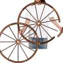 CroBlissful 2 Pcs Wooden Wagon Wheels 30 Inch Removable Decorative Wooden Wheels Old Western Wood Wagon Wheel Hanging Cowboy Party Decorations Wood Wheels for Bar Garage Indoor Outdoor
