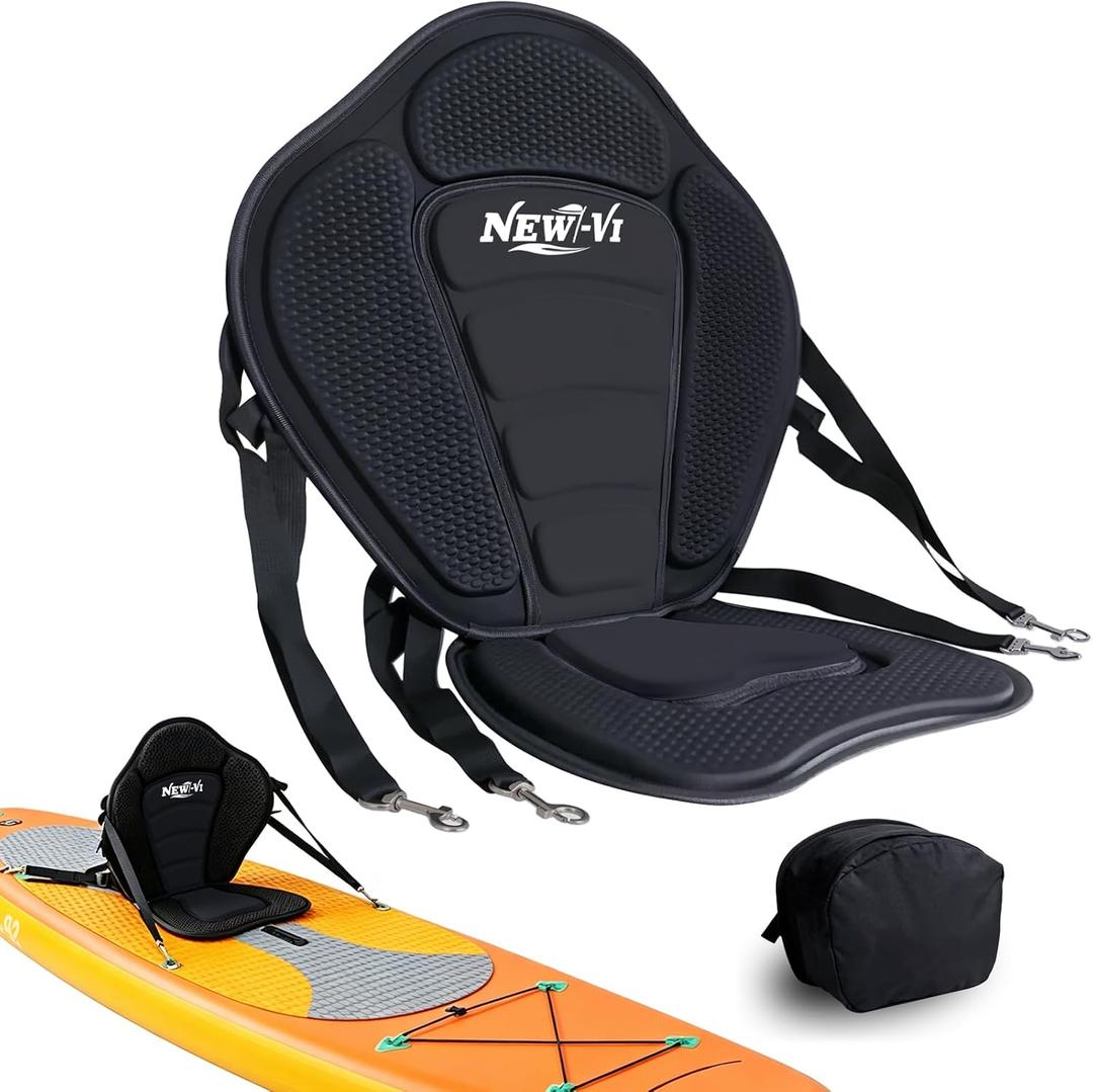 NEW-Vi Universal Deluxe Detachable Kayak Seat Paddle Board Seat Canoe Seat Kayak Seats with Back Support, 4 Adjustable Straps High Back Support, Form-Fitting for Kayaks SUP Fishing Boat Rowboat