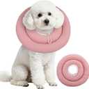 IDOMIK Dog Recovery Collar, Waterproof Soft Dog Cone After Surgery, Comfy Protective Elizabethan Collar Alternative for Dogs Cats, Adjustable Pet Neck Donut Cone Anti-Licking Biting Wounds,Pink,M