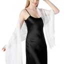 Shawls and Wraps for Evening Dresses Lace Scarfs for Women Pashmina Wedding Formal Shawl (White2)