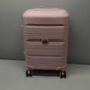 Somago 20" Carry On Luggage and 14" Mini Cosmetic Cases Travel Set Lightweight Polypropylene Suitcase with TSA Lock YKK Zipper Hardside Luggage with Spinner Wheels (2 Piece Set, Nude Pink)