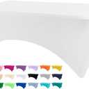 BDDC Table Covers for 8 Foot Tables, White Washable and Wrinkle Resistant Stretch Tablecloths Rectangle 8ft for Events, Wedding, Banquets, Parties