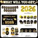 DMIGHT Graduation Decorations 2026, Class of 2026 Backdrop, Banner, 2026 Foil Balloons, Tablecloth, Hanging Swirls, Honeycomb Centerpieces, Party Supplies Decorations Set for College (Black ang GOLD)