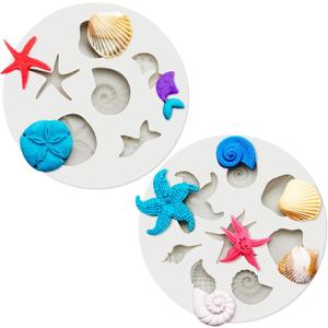 2 Pcs Ocean Polymer Clay Molds for Jewelry Making, Starfish Shell Conch Mermaid Polymer Clay Molds for Earrings Decoration