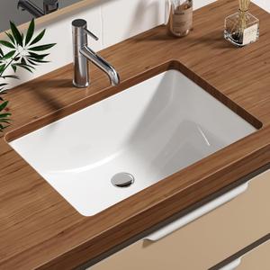 Enbol Bathroom Undermount Sink White Rectangular Ceramic Sink for Bathroom with Overflow - ECU1812 Exterior: 20 5/8" x 14 6/8" x 8 1/8"