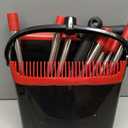 Broom with Dustpan Combo Set 54" Long Handle Adjustable Length Stainless Steel Broomstick Standing Dust Pan and Broom Set for Office Home Kitchen Lobby Floor Cleaning (Red and Black)