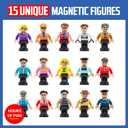 Playmags Magnetic Figures Community Set of 15 Pieces - 2 Inches Play People Perfect for Magnetic Tiles Building Blocks - STEM Learning Toys Children Magnet Tiles Expansion Accessories Pack