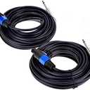Yuyaokk 2Pack 25 ft Speakon to 1/4" Male Speaker Cables, Professional 12 Gauge AWG Wire Audio Amplifier Connection Cord, DJ/PA Wire with Twist Lock.