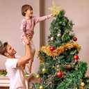 Christmas Tree Star Topper, 8" Gold Xmas Star Tree Decorations, 3D Shatterproof Bethlehem Star Tree Topper Decorations, Waterproof Christmas Tree Topper Decor for Holiday Home Outdoor Ornament