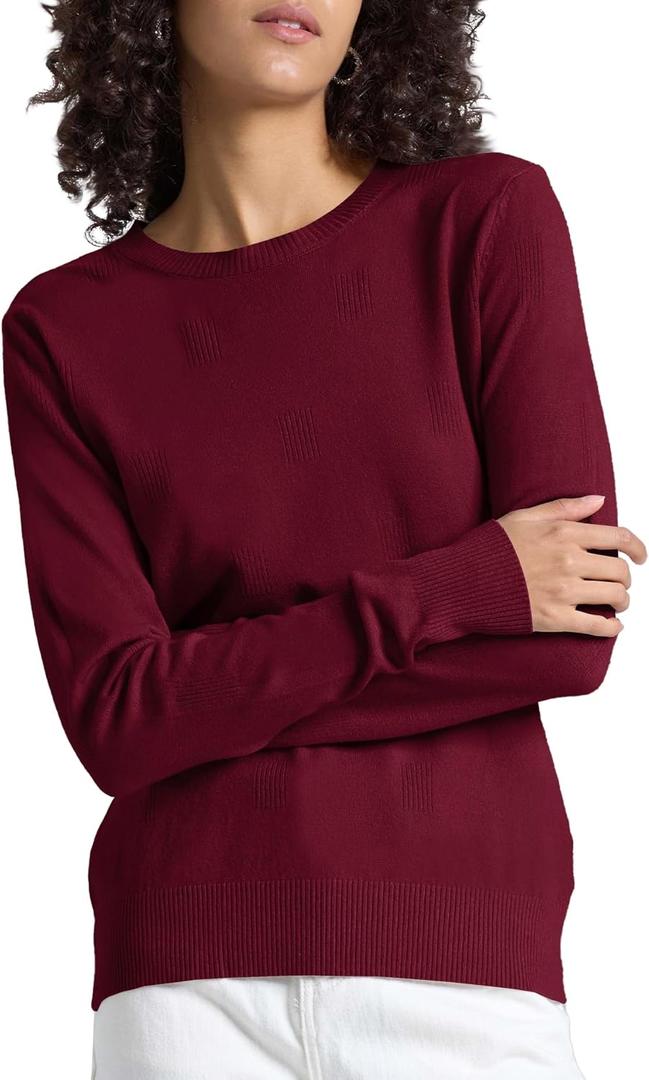 Women's Fall Pullover Long Sleeve Crew Neck Casual Ribbed Knit Lightweight Soft Sweater Top (Teal, XL)