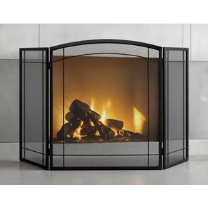 3 Panel Fireplace Screen 48" W x 29" H Modern Foldable with Wrought Metal Decorative Mesh,Arch Heavy Duty Fire Spark Guard Cover for Home Decor Indoor, Black