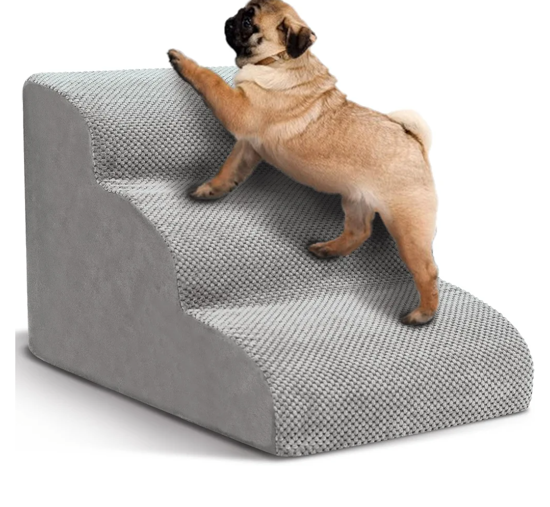 Dog Stairs for Small Dogs, 3 Tiers High Density Foam Dog Ramp, Extra Wide NonSlip Pet Steps for High Beds Or Couch, Soft Foam Doggie Ladder for Dogs Injured, Older Pets, Small Cats