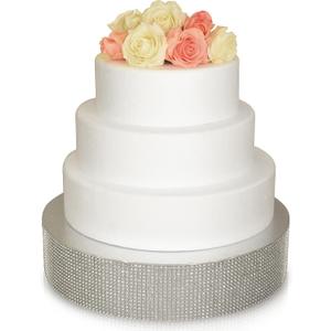 OCCASIONS Bling Wedding Cake Stand (Holds 150 lbs) Cupcake Base, Decorative Centerpiece for Parties (18'' Round, Silver)
